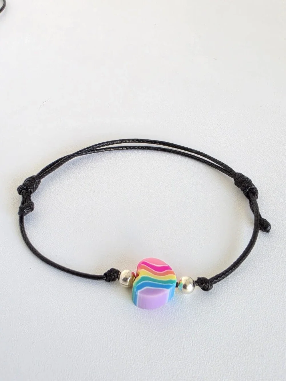 Set of 3 Handmade Adjustable Kawaii Cord Bracelets Panda Rainbow Cupcake